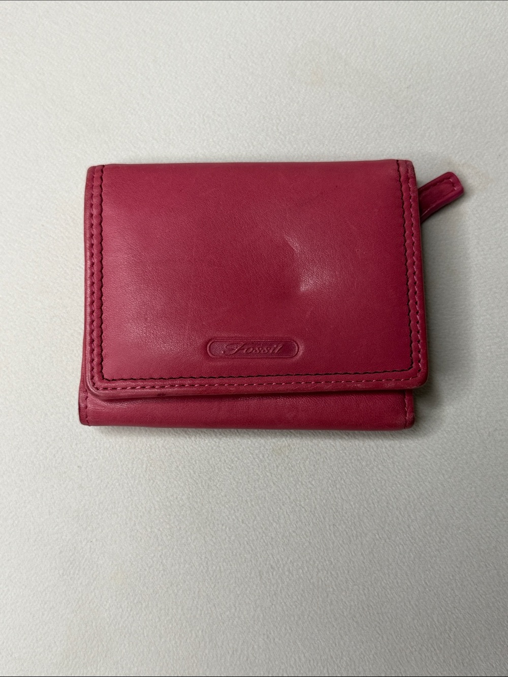 Fossil Compact Leather Wallet - Raspberry